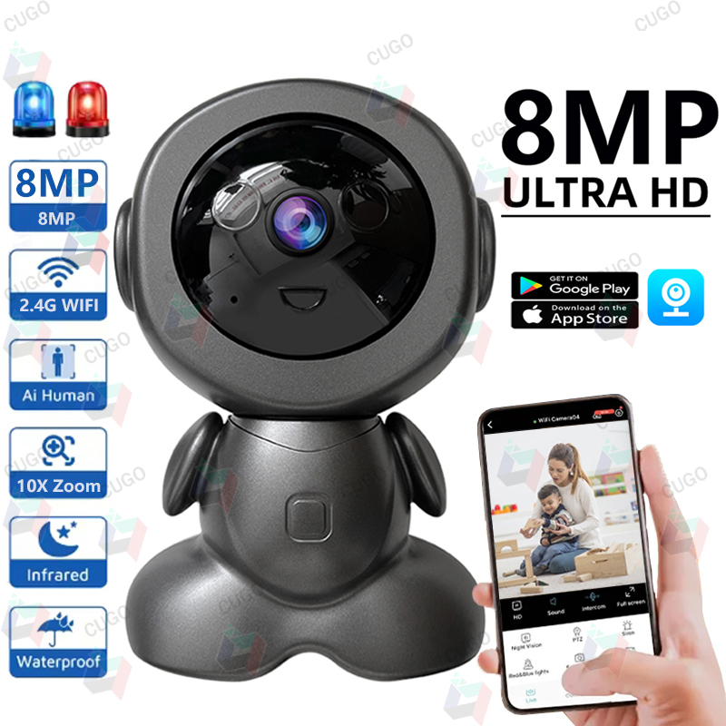 Home Security Robots - Kamera Robot Pengawas Wifi 8MP PTZ,