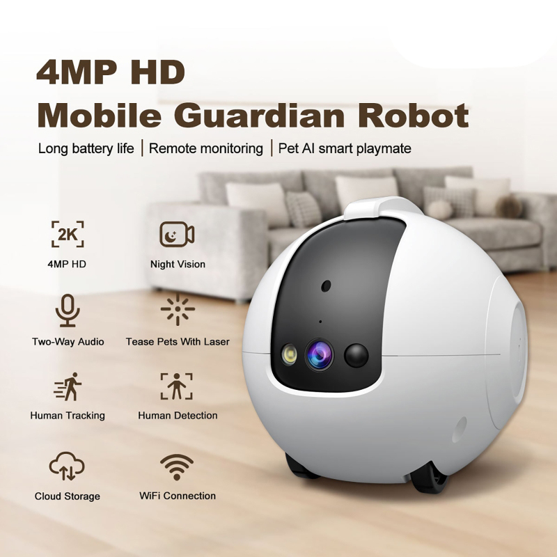 Home Security Robot - Kamera Pengawas Hewan Peliharaan 4MP 360