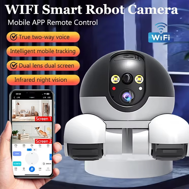 Home Security Robot - Kamera Robot WIFI 128GB Lensa Ganda