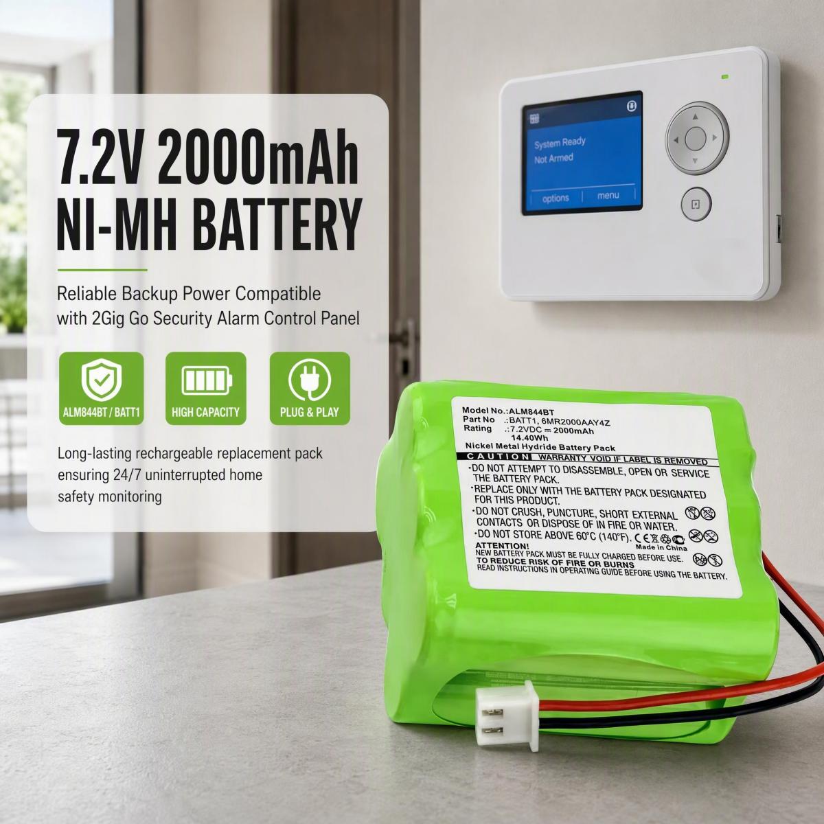Home Security Battery Replacement - ALM844BT 7.2V 2000mAh Baterai Isi Ulang