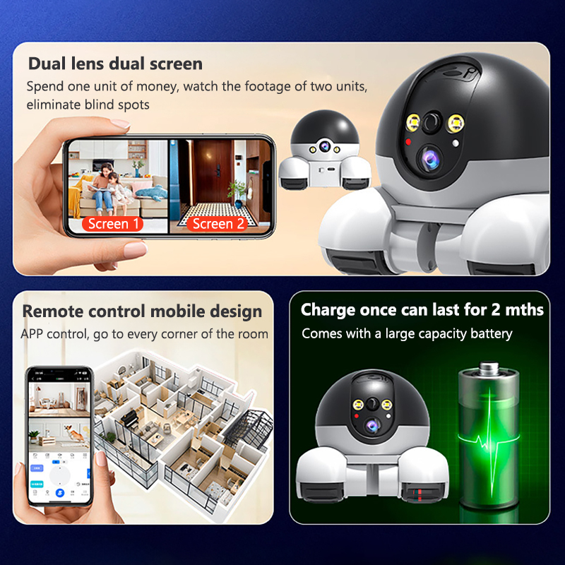 Kamera Robot WIFI 128GB Lensa  - Home Security Robot ulasan dan harga